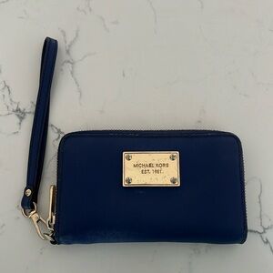 Michael Kors royal blue wristlet/wallet